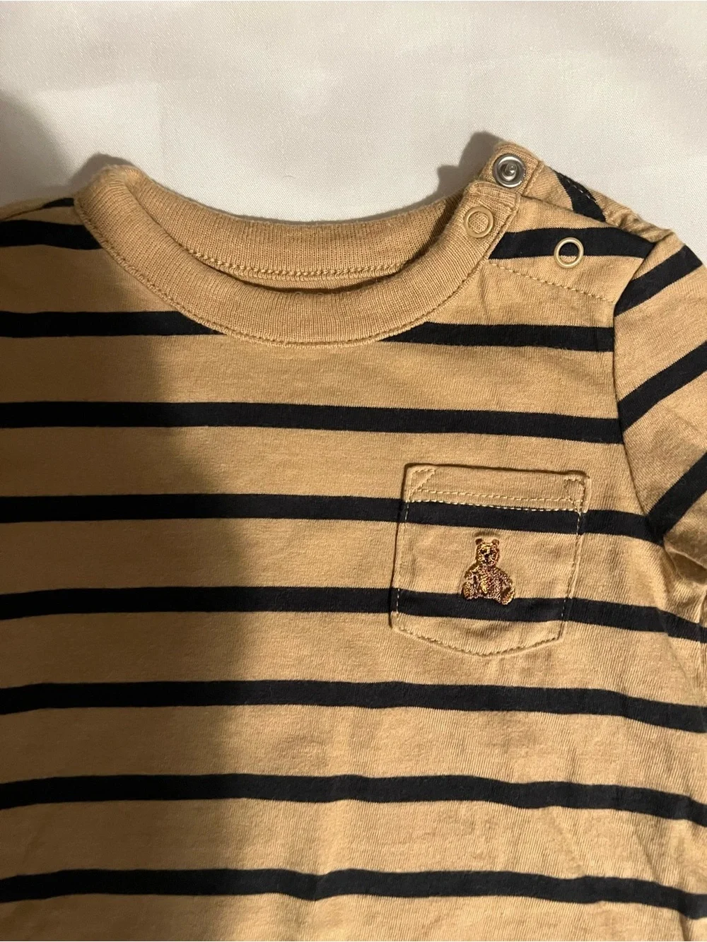 Set of Three Baby Gap Long Sleeve One-Piece Bodysuits Black, Gray, Tan Stripe